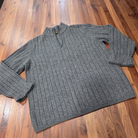 Timberland Wool Blend Quarter Zip Gray Ribbed Men's Sweater Size XL - Picture 1 of 8